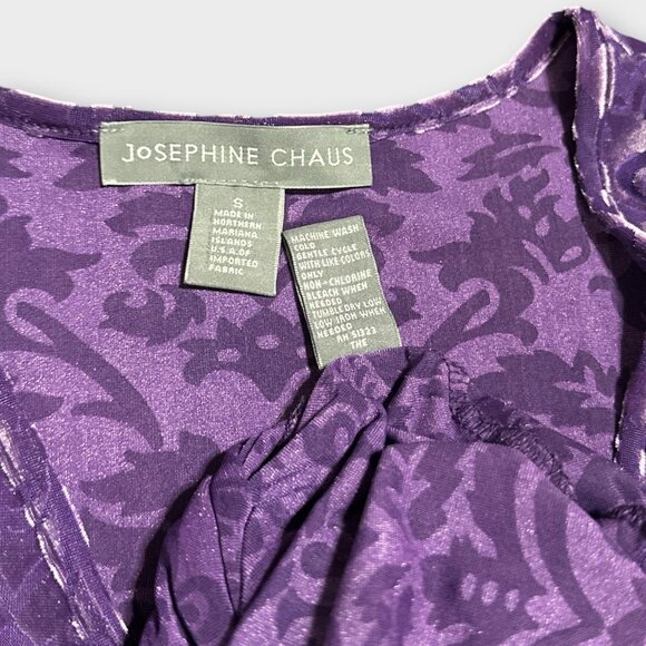 Josephine Chaus Womens Sz L Purple Burnout Velvet Top Stretchy Beaded Ring Soft - Picture 10 of 10